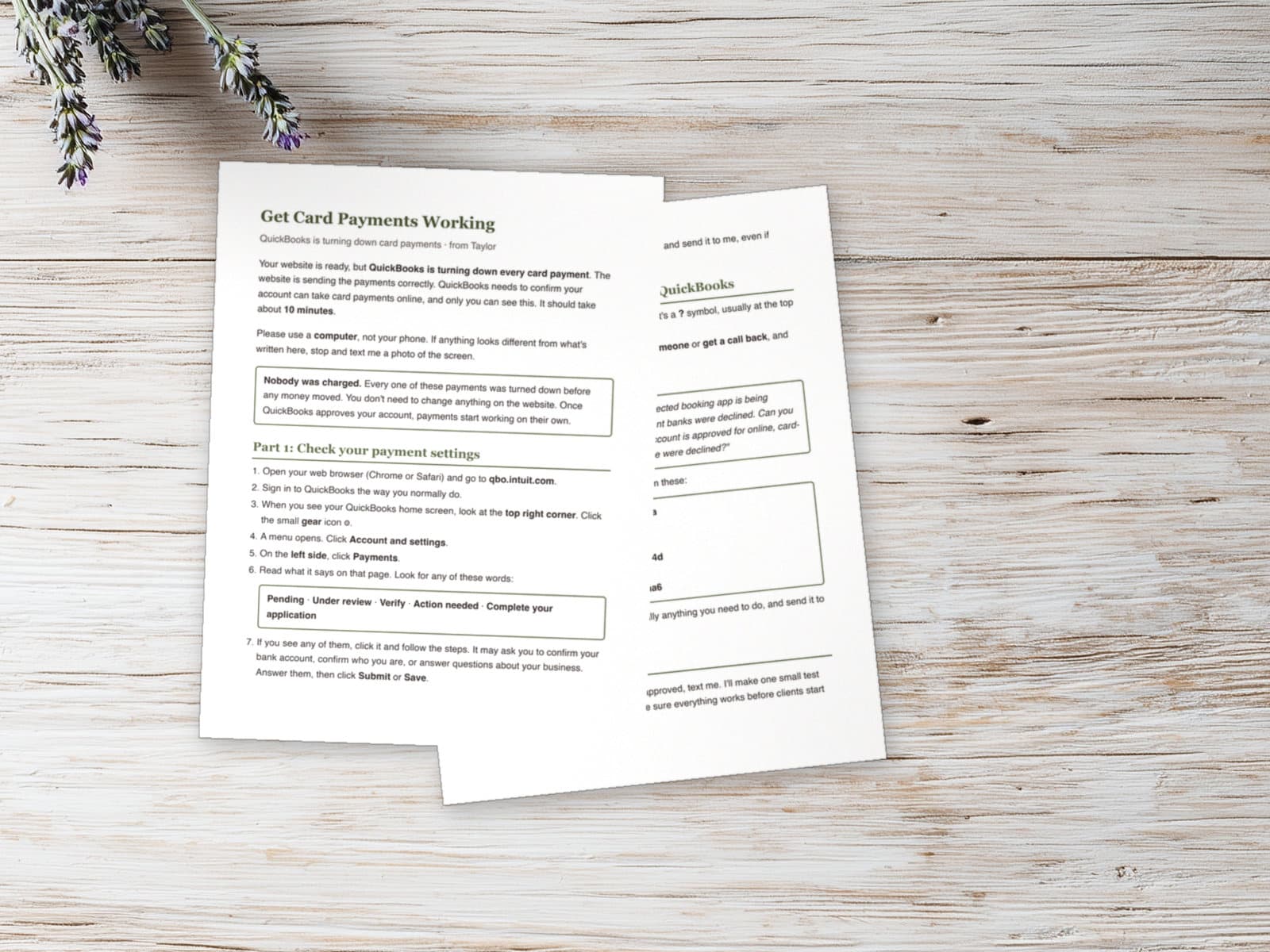 Lesson and handover guides