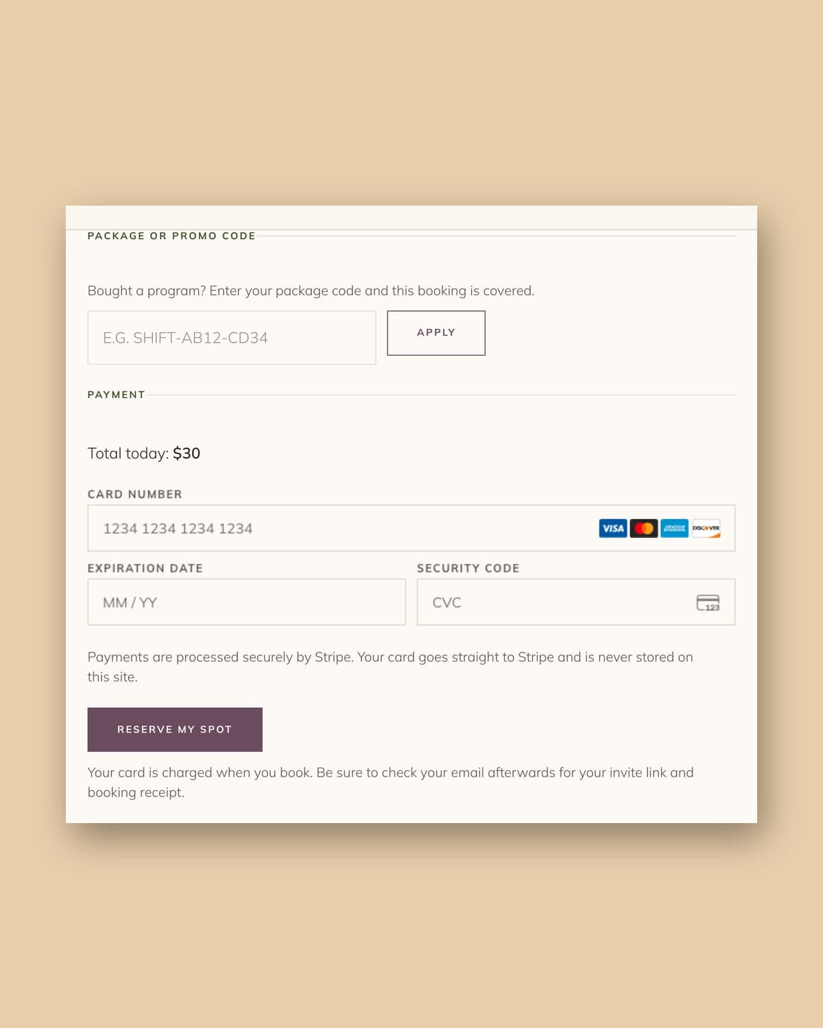 Calibration Wellness: Card checkout