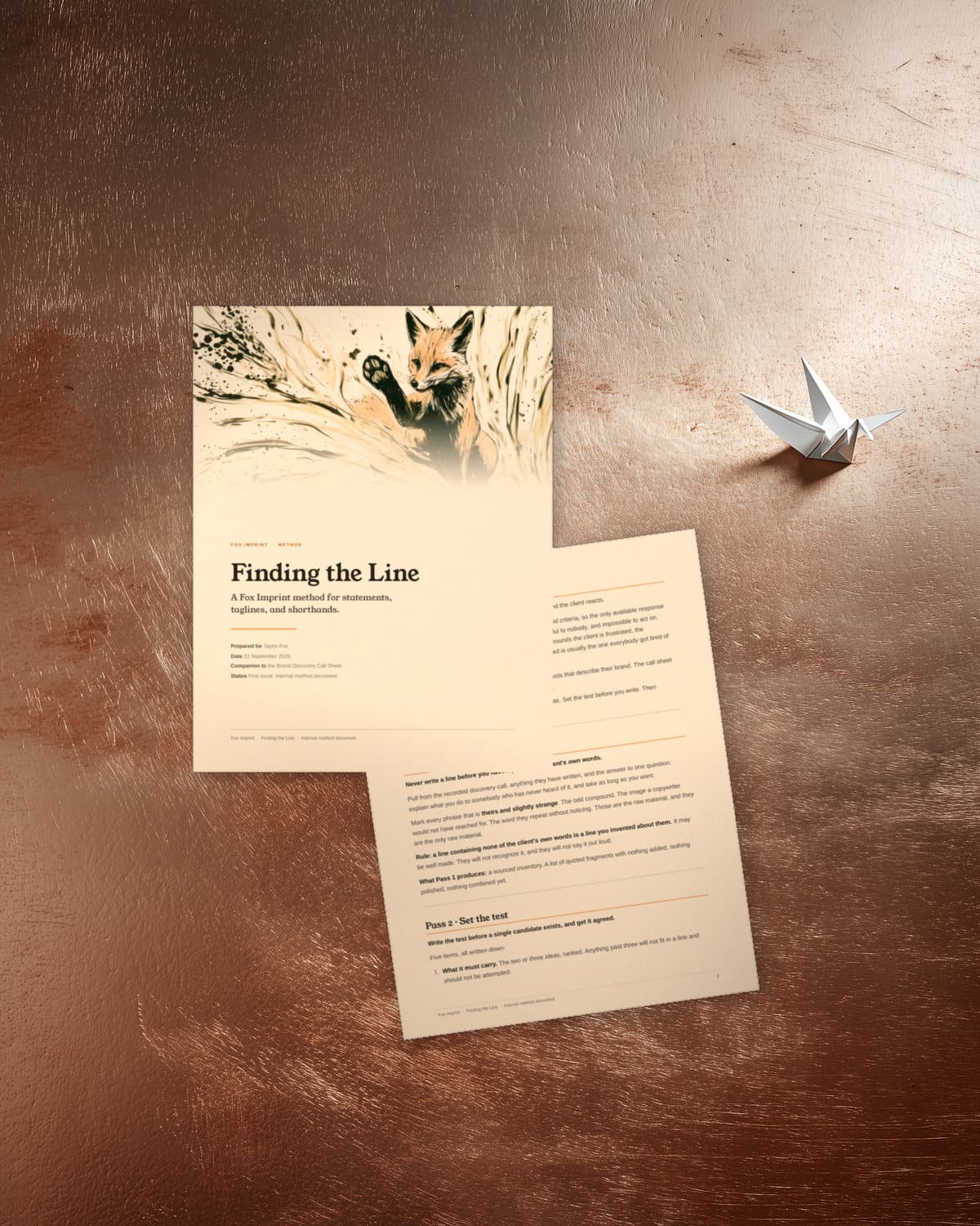 Fox Imprint: Finding the Line, a naming method