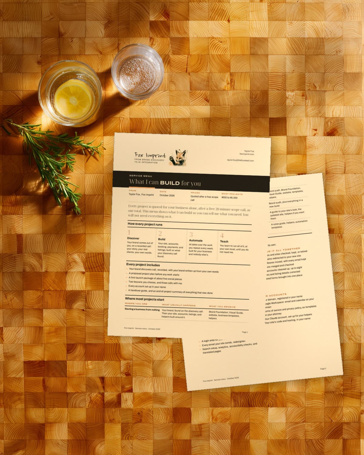 Fox Imprint: Service menu